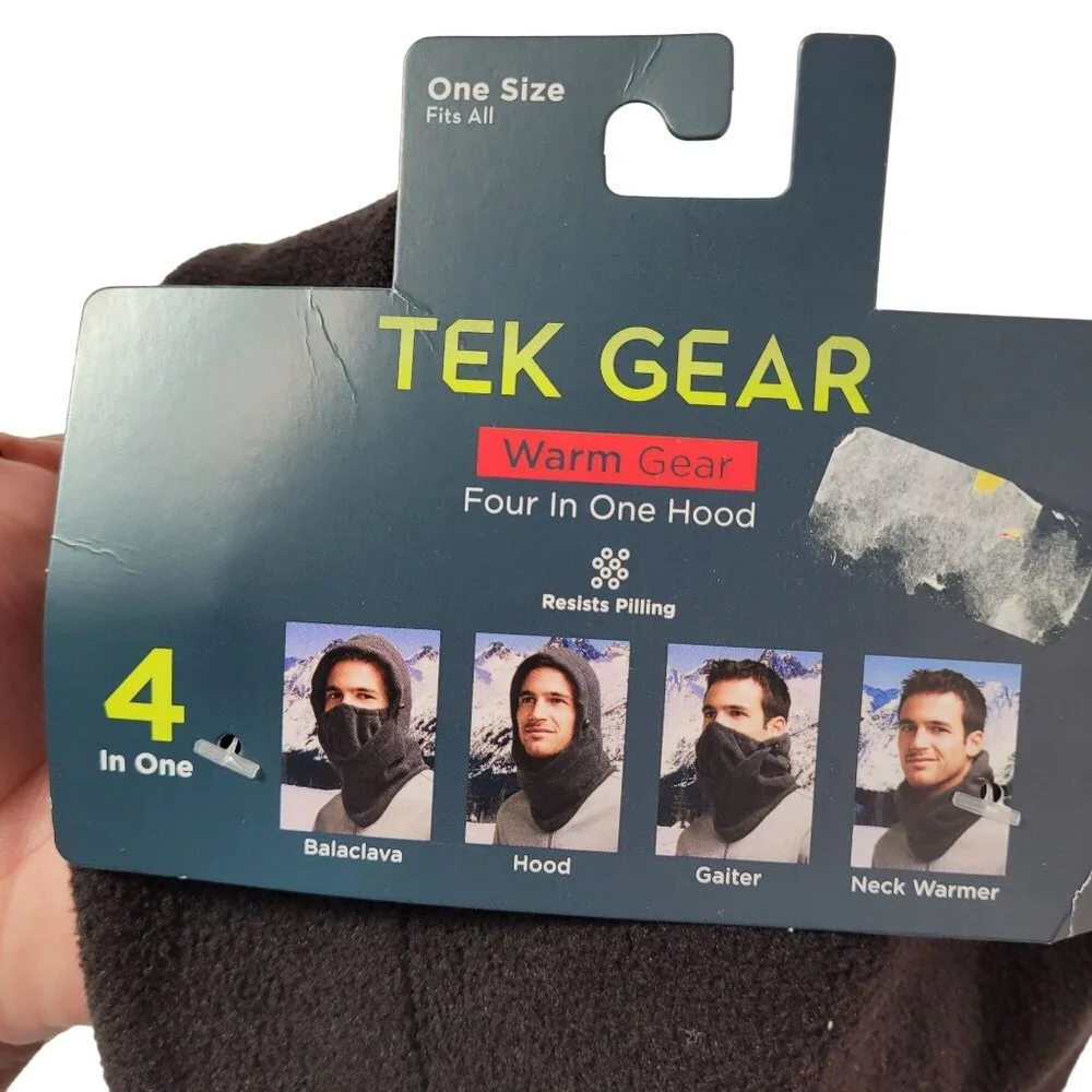 Tek Gear Men's 4-In-1 Hood, Neck Warmer Gaiter Hood One Size Black